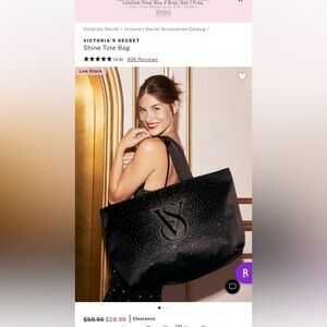 Victoria's Secret Black Shine Tote Bag